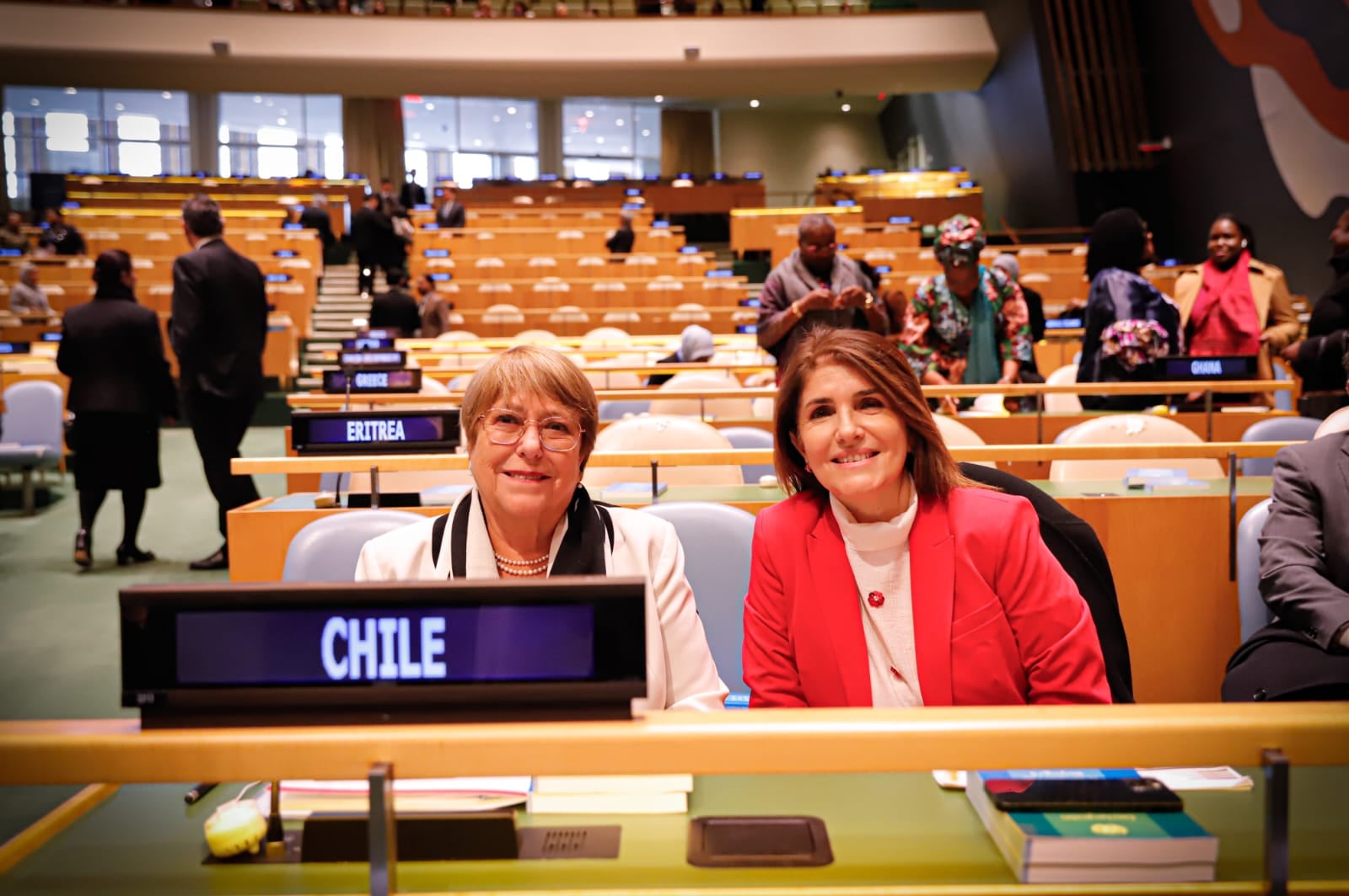 Michelle Bachelet y Paula Narváez en la ONU