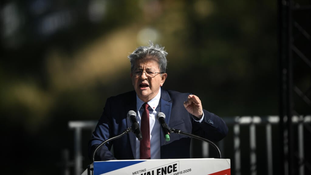 Jean-Luc Mélenchon durante un discurso en Valence, Francia.