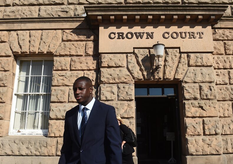 Manchester City's Benjamin Mendy leaves Chester Crown Court following his trial over allegations of rape and sexual assault