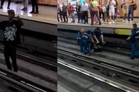 Sujeto bajó a las vías del metro en la estación Santa Ana e increpó a guardias de seguridad