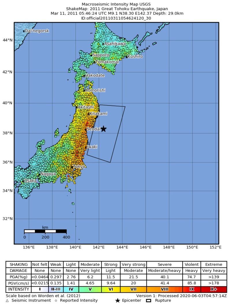 What was the devastating tsunami that crossed the Pacific Ocean after the Great Japan Earthquake?