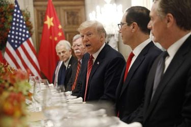 President Donald Trump talks during his bilateral meeting with China'