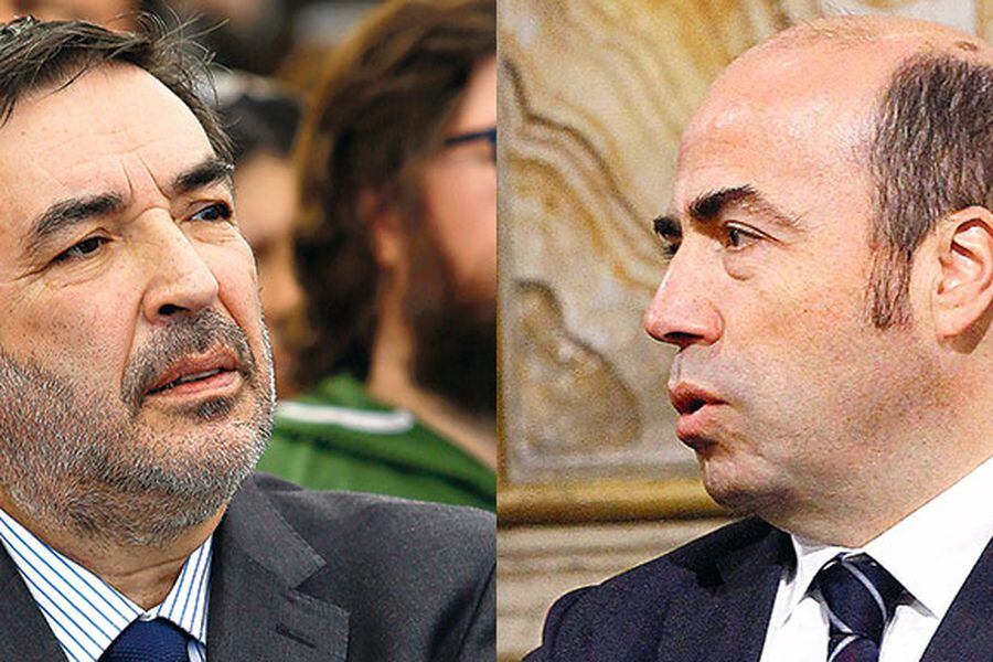 El presidente del consejo directivo del Servel, Patricio Santamaría y el contralor general de la República, Jorge Bermúdez.