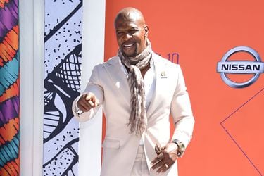 Terry Crews poses upon arrival for the BET Awards at Microsoft Theatr