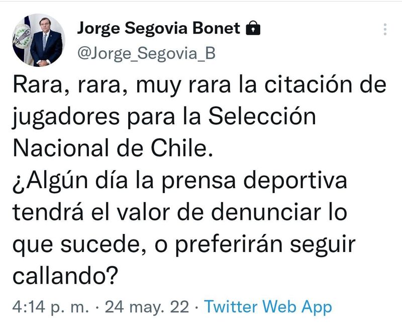 El tuit de Jorge Segovia.