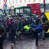 Agricultores arrojan huevos al Parlamento Europeo y 1.300 tractores bloquean Bruselas