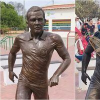 Le pasan la cuenta: vandalizan la estatua de Dani Alves en Brasil y exigen que sea retirada tras su condena por agresión sexual