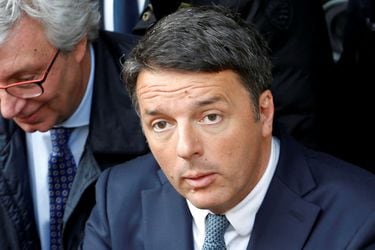 FILE PHOTO: PD party leader Matteo Renzi gestures during a political rally in Naples