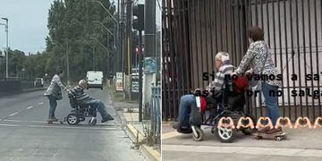 Abuelos virales por andar en silla de ruedas y skate
